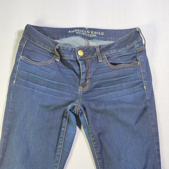American Eagle jeans jeggings super stretch women's size 8 ink blue  akinny - Picture 2 of 13
